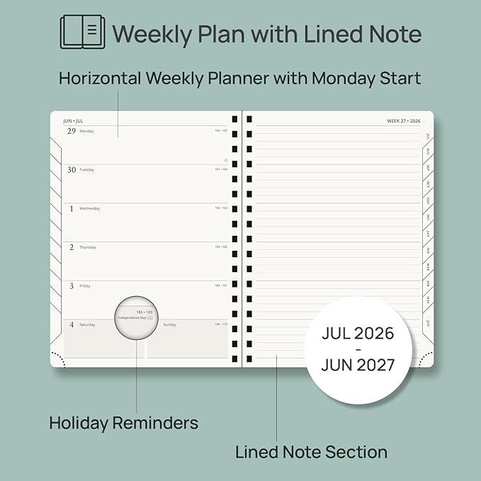 POPRUN Weekly Planner 2026-2027, 6.5" x 8.5", Academic Weekly and Monthly - Image 3