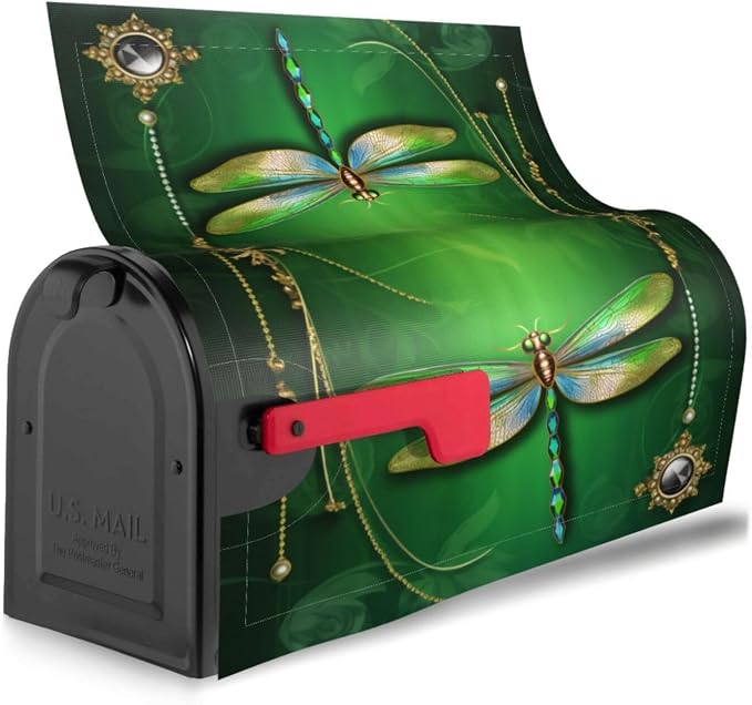 Green Dragonfly Welcome Magnetic Mailbox Cover, Mailbox Wrap Decorative - Image 3