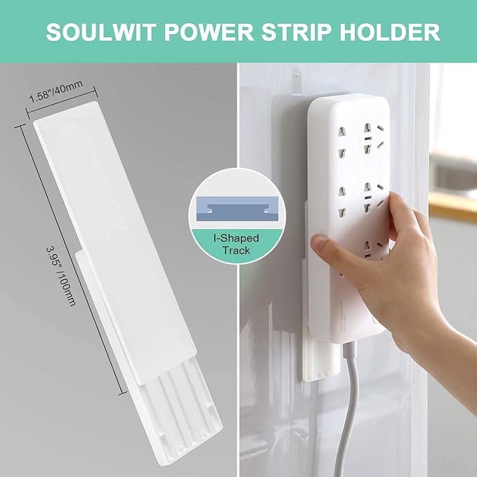 SOULWIT 5-Pack Self Adhesive Power Strip Holder, Surge Protector Fixator Wall - Image 2