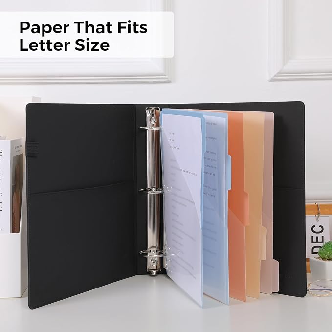 SKYDUE 3 Ring Binder with Clipboard, 2 Inch PU Heavy Duty Binder with Notepad & - Image 4
