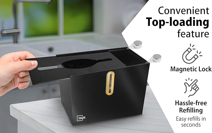 H4N Multifold Hand Paper Towel Dispenser Countertop, Compact Design, Single Sheet Dispensing for Home and Commercial Use, Black-DeskLoop Office