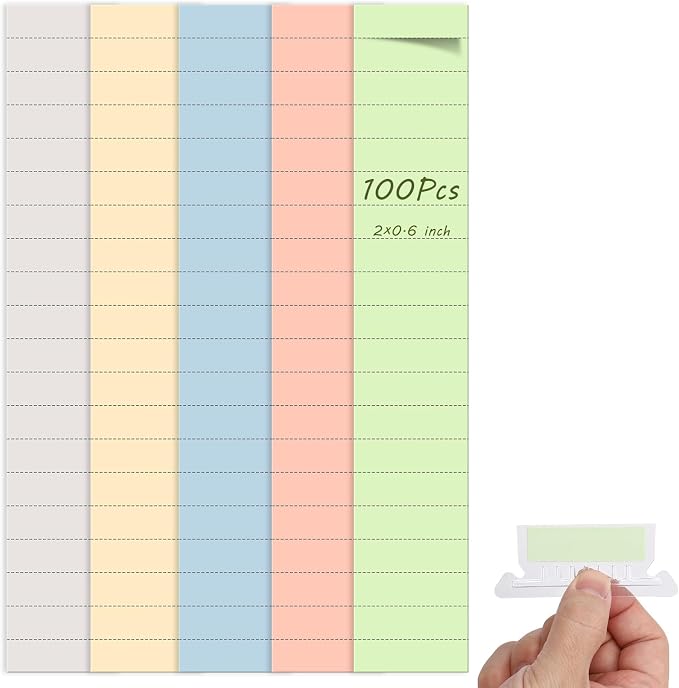100 Pcs Hanging File Folder Tab Inserts 2 Inch Colored Blank File Tab Hanging by SMAODSGN