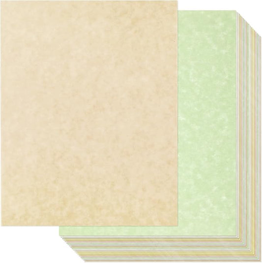 Epakh 200 Sheets Old Age Parchment Paper 8.5 x 11 Inch Standard Letter Vintage Colored Old Parchment Semblance Double Side Printing Paper (Mixed Color)-DeskLoop Office