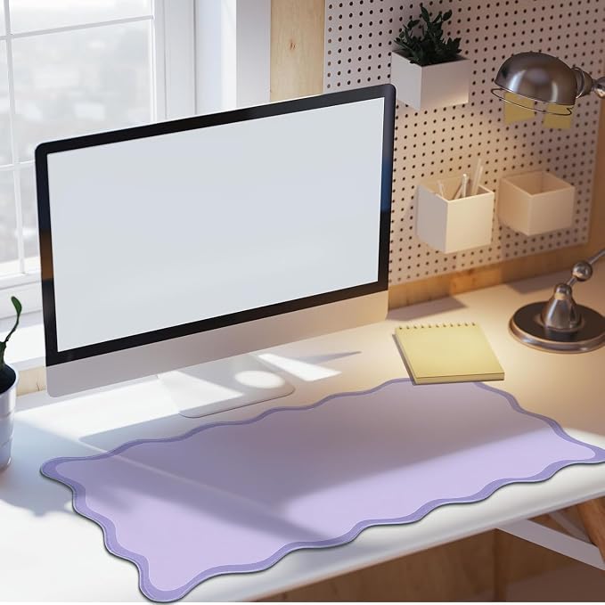 Hahafelt Scalloped Desk Mat Large Desk Pad Cute Coquette Table Mat Back to - Image 7