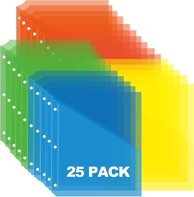 Seashell 25 Pack Poly Translucent Slash File Jacket, 3 Hole Punch Binder - Image 7