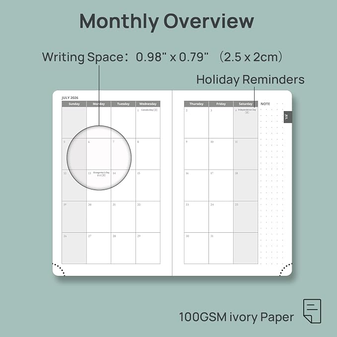 POPRUN 2026-2027 Academic Small Weekly Planner, July 2026 to June 2027 - Image 3
