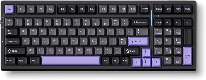 G98 PRO Wireless Mechanical Keyboard, Tri-Mode Connection Gaming Keyboard, Hot Swappable Custom Gasket Structure, Pre-lubed Linear Switches, Double Shot PBT Keycaps RGB LED Backlit Purple&Black-DeskLoop Office