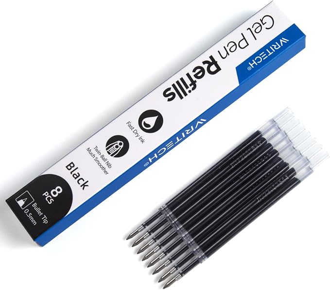 Writech Liquid Gel Pen Refills: Fine Point 0.5mm Black Ink Twin-Ball Nib Refill - Image 9