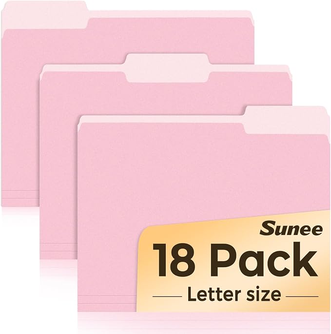 SUNEE File Folders, 18 Pack Manilla Folders 8.5 x 11, Colored Folders Office by SUNEE