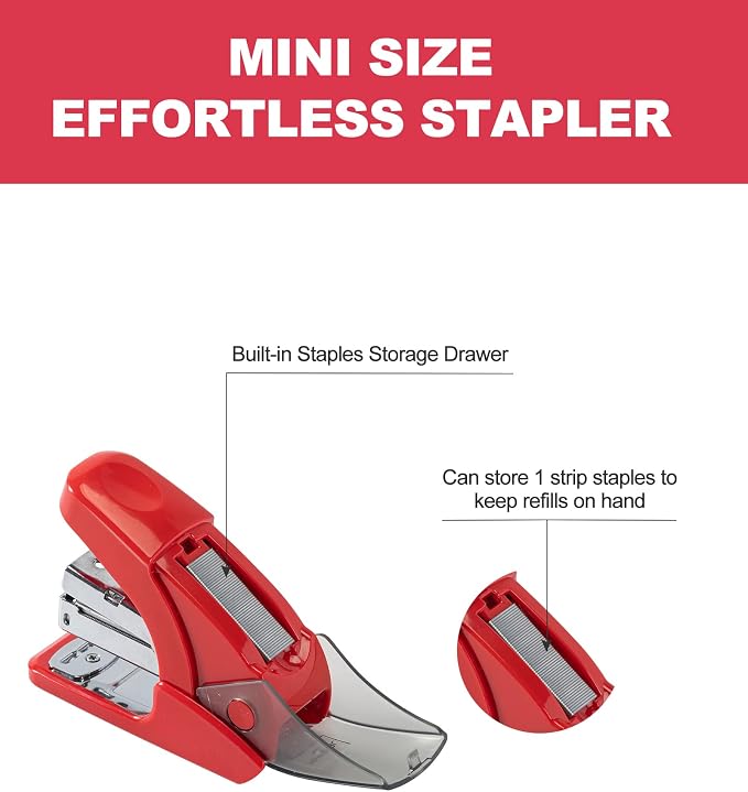 PAPERPAL Effortless Mini Stapler Set, 20 Sheet Capacity, 000 1/4-inch staples - Image 3