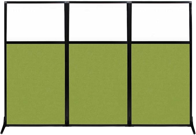 Versare Workstation Partition | Portable Wall Divider | Modern Office Cubicle | Free Standing Privacy Screen | Flexible Work Space | 99" x 70" W/Window, Lime Green Fabric Panels-DeskLoop Office