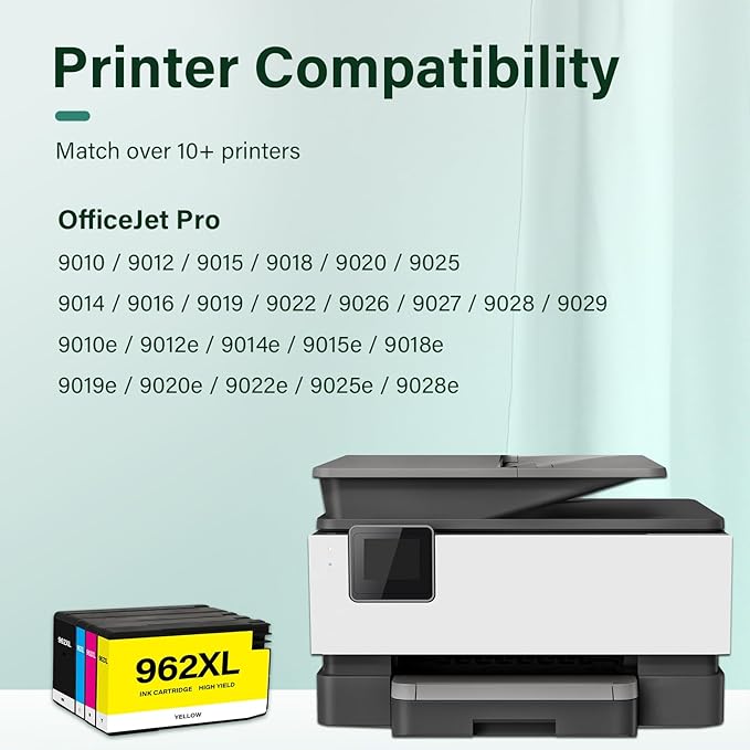 962XL 962 9015e Ink Cartridges Combo Pack: Replacement for HP 9018e Ink 962XL Black and 962 Color 962XL/962 OfficeJet Pro 9025e 9010 9015 9018 9020 9025 9010e 9012e 9020e Printer 4 Pack-DeskLoop Office
