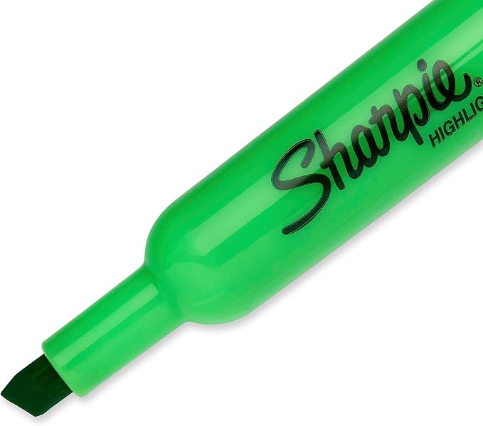 SHARPIE Tank Style Highlighters, Chisel Tip, Fluorescent Green, Box of 12 - Image 3