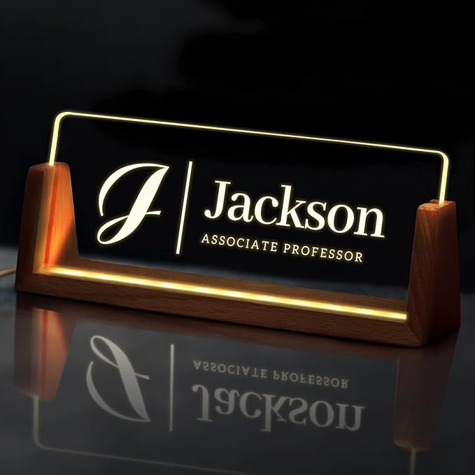 Custom Light Up Name Plate for Desk, Desk Name Plate Personalized by EOBIBIFUN
