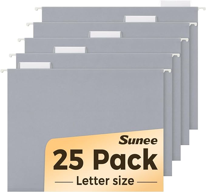 SUNEE 25 Pack Hanging File Folders, Hanging File Folders Letter Size by SUNEE