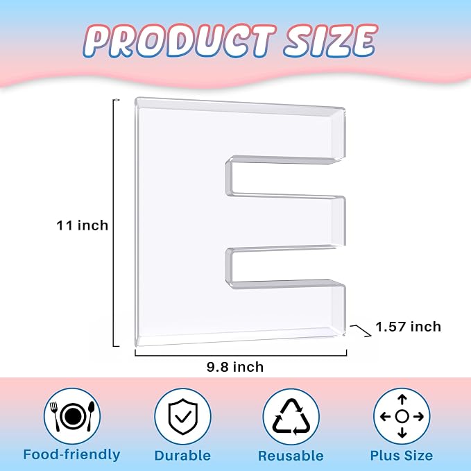 11" Acrylic Letter Charcuterie Box, Reusable Fillable Alphabet Number Shaped - Image 2