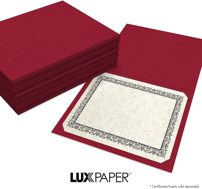 LUXPaper 9.5" x 12" Certificate Holders | Burgundy Linen | 100lb. Cover | 250 - Image 8