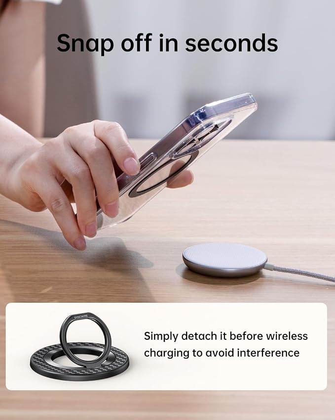 SYNCWIRE Carbon Fiber Magnetic Phone Ring Holder - Image 9