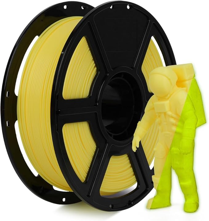 FLASHFORGE Glow in The Dark Rapid PLA Filament 1.75mm, High Flow Speedy 3D Printer Filament Luminous Yellow, Max 500mm/s High-Speed Printing, High Brightness and Long-Lasting Glowing Effect-DeskLoop Office