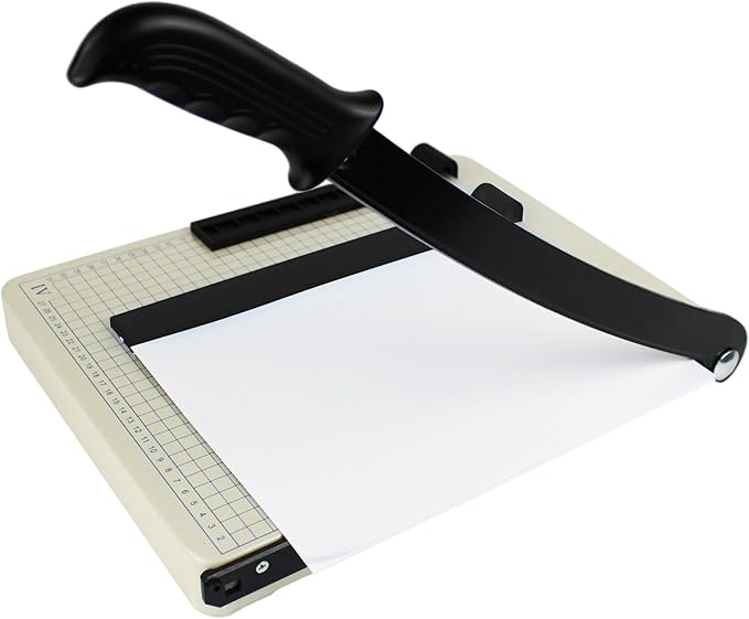 TEXALAN(R) Paper Cutter 12" x 10" Metal Base Trimmer Scrap Booking Guillotine Blade-DeskLoop Office