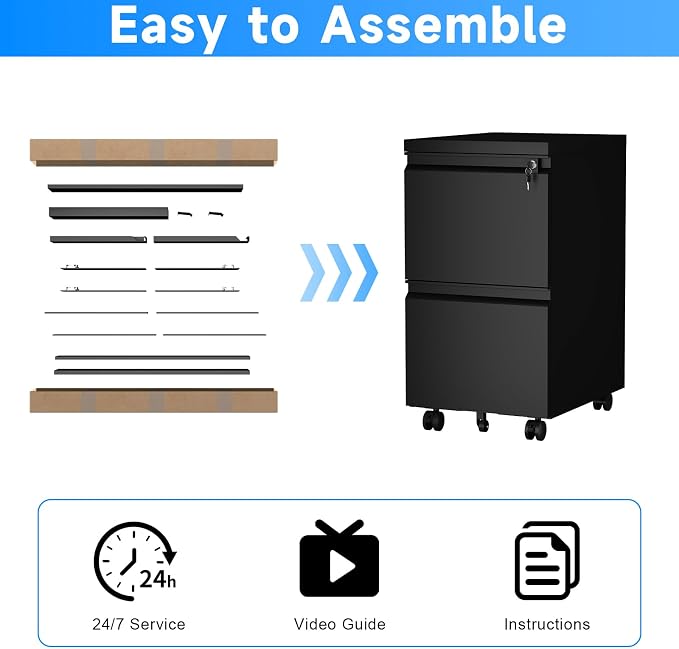 HOMOFFICE 2 Drawer File Cabinet - Image 8