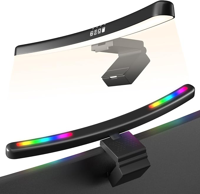 Monitor Light Bar Curved, RGB Backlight, Computer Screen Lamp | Eye Care Dual by Geisofu