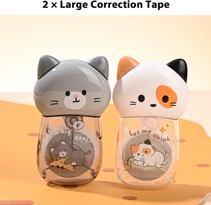2Pcs Cute Cat White Correction Tape Kawaii Extra-Long Correction Tape – 98ft - Image 7