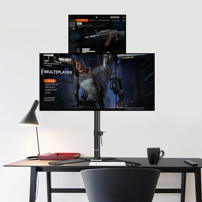 Suptek Quad LED LCD Monitor Stand up Free-Standing Desk Stand Extra Tall 31.5" Pole Heavy Duty Fully Adjustable Mount for 4 (3+1) / Four Screens up to 27 inch (ML6864)-DeskLoop Office