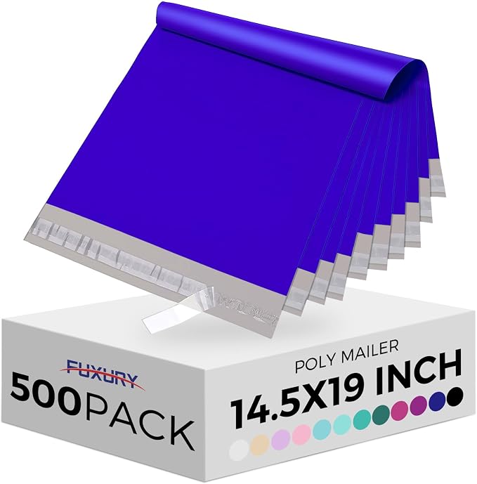 Fuxury 500 Pcs Poly Mailers 14.5x19 Inch, Bulk Shipping Bags by Fuxury