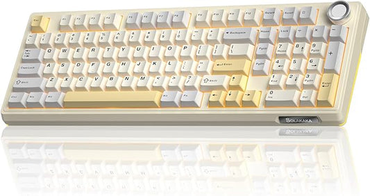 KI99 Pro 96% Wireless Mechanical Gaming Keyboard, Creamy Keyboard with Number Pad, Hot-Swappable Pre-Lubed Switches, Gasket Structure RGB Keyboards for Gamer/PC/Laptop(Beige White)-DeskLoop Office