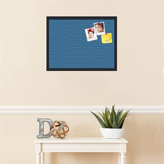 PinPix 24x18 Inch Cork Bulletin Board. This Decorative Framed Pin Board Comes with Navy Pastel Design and a Satin Black Frame. Ideal for Home Office Decor or Message Board (PinPix-1811)-DeskLoop Office
