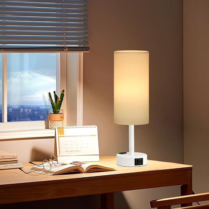 Fenmzee Matte White Bedside Table Lamp - Image 7