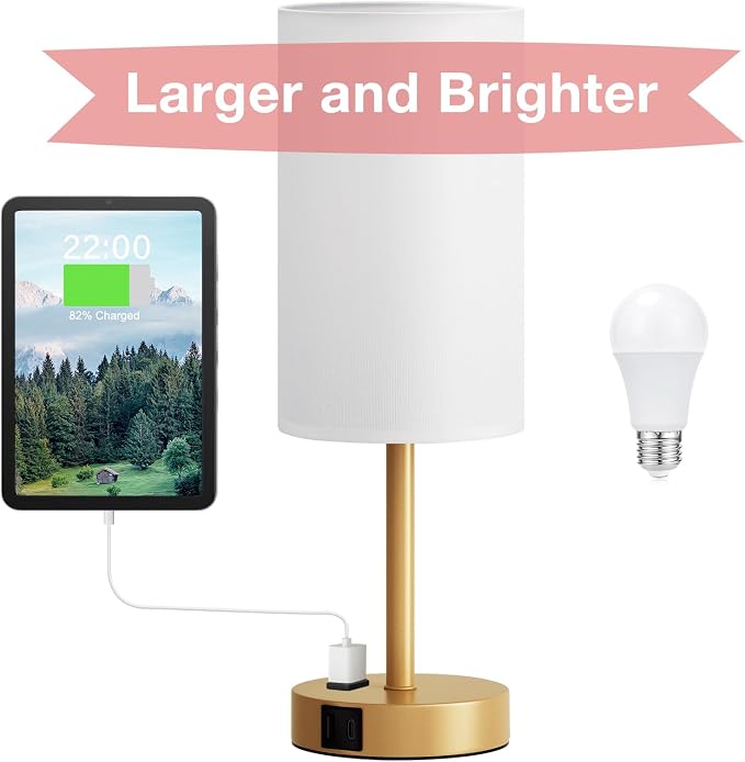Fenmzee Gold Nightstand Bedroom Lamp - Image 8
