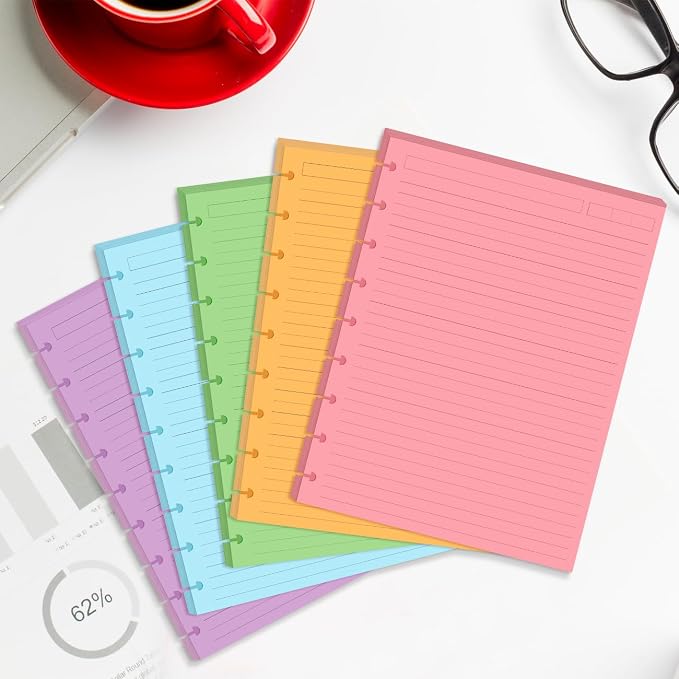 9-Disc Discbound 5 Colorful Line Paper Pre-punched Happy Planners Inserts - Image 6