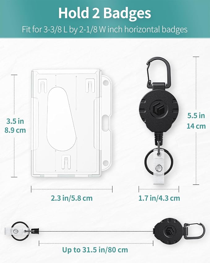 Uniclife 2 Pack Thumb-Slot Badge Holder 2-Card Horizontal Clear Plastic Case - Image 7