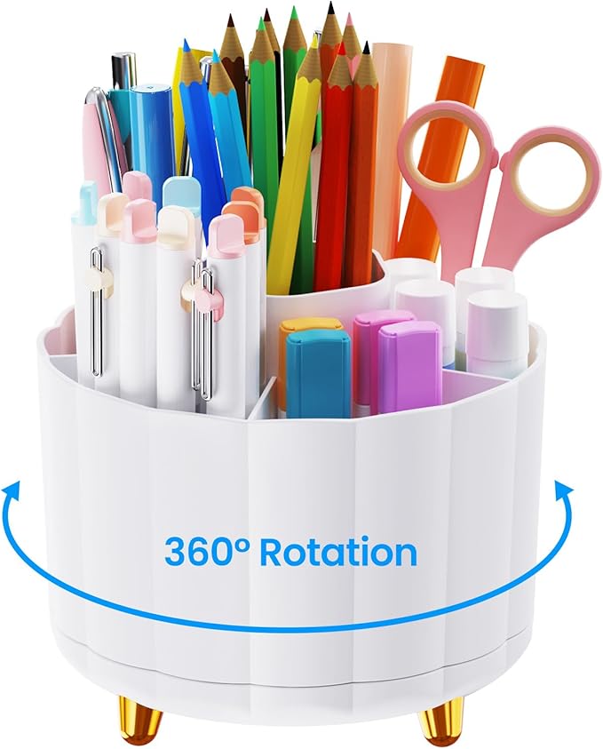 360 Rotating Pencil Pen Holder for Desk, Cute Office Supplies, Desk Accessories by IVEETTY