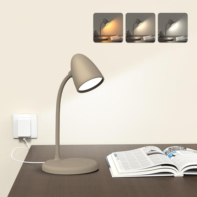 LED Desk Lamp for Home Office, 3 Light Colors, Table Lamp, Dimmable Reading by RORENSE