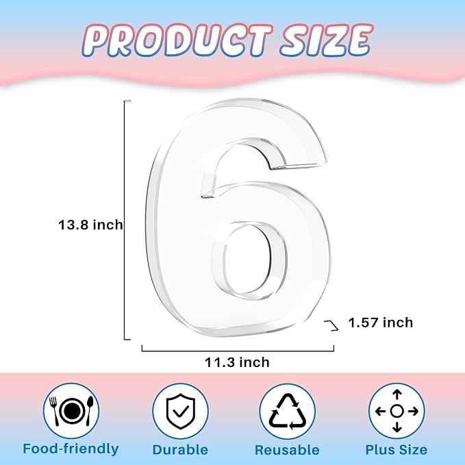 11" Acrylic Number Charcuterie Board Box, Reusable Fillable Number Cake Candy - Image 2