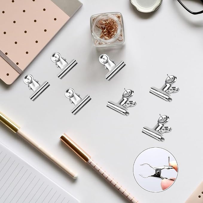 50 PCS Metal Push Pin Clips Silver Bulldog Clips - Image 4