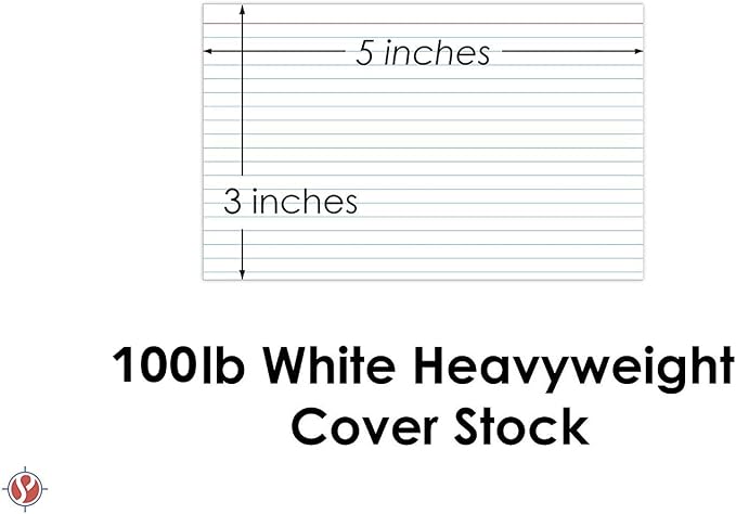 Ruled Index Cards, On 100lb. Heavyweight Thick White Cover Stock. "100 per pack" - Image 5