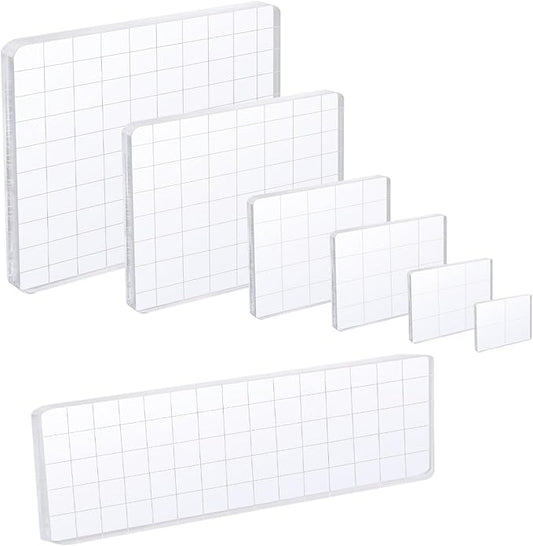 UCEC 7 Pieces Acrylic Stamp Block Clear Stamping Tools Set by UCEC