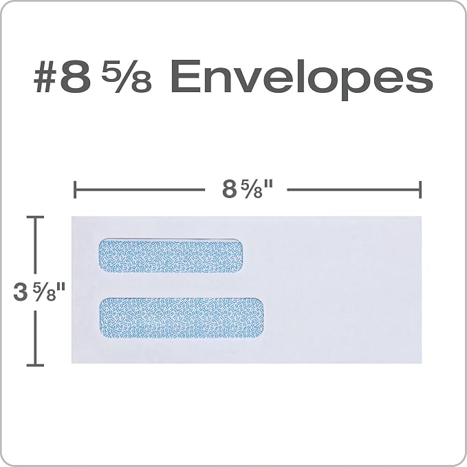 Columbian #8-5/8 Security Envelopes, 500 Pack, Double Window Self Seal Envelopes - Image 2