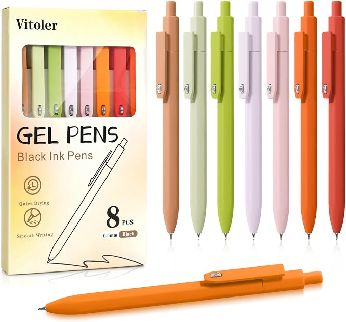Vitoler Black Ink Gel Pens, For Teachers, For Nurses, Quick dry, Liquid Ink by VITOLER