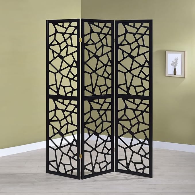 NicBex Room Divider 3 Panel Room Dividers with Complex Pattern Designs Partition Room Dividers and Folding Privacy Screens Wall Divider for Home, Office, Room Separation,52"W x 0.75"D x 70.25"H, Black-DeskLoop Office