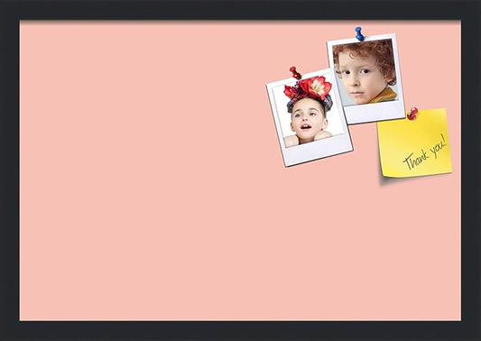 PinPix 22x15 Inch Cork Bulletin Board. This Decorative Framed Pin Board Comes with Pink Pastel Design and a Satin Black Frame. Ideal for Home Office Decor or Message Board (PinPix-1813)-DeskLoop Office