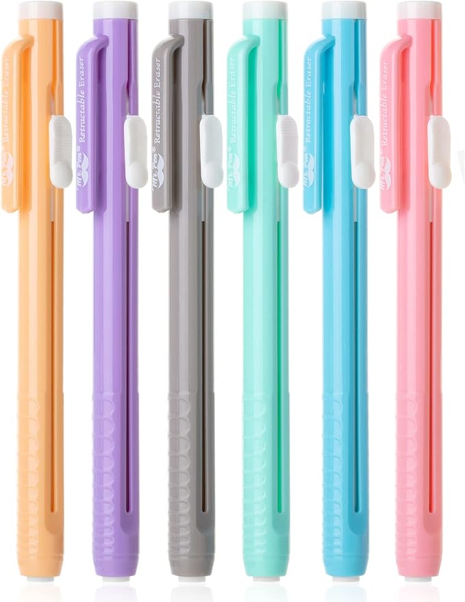Mr. Pen- Retractable Mechanical Eraser Pens, 6 Pack, Pastel Colors | Latex-Free by MrPen