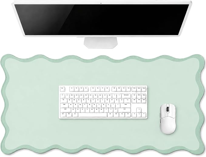Hahafelt Scalloped Desk Mat Large Desk Pad Cute Coquette Table Mat Back to by Hahafelt