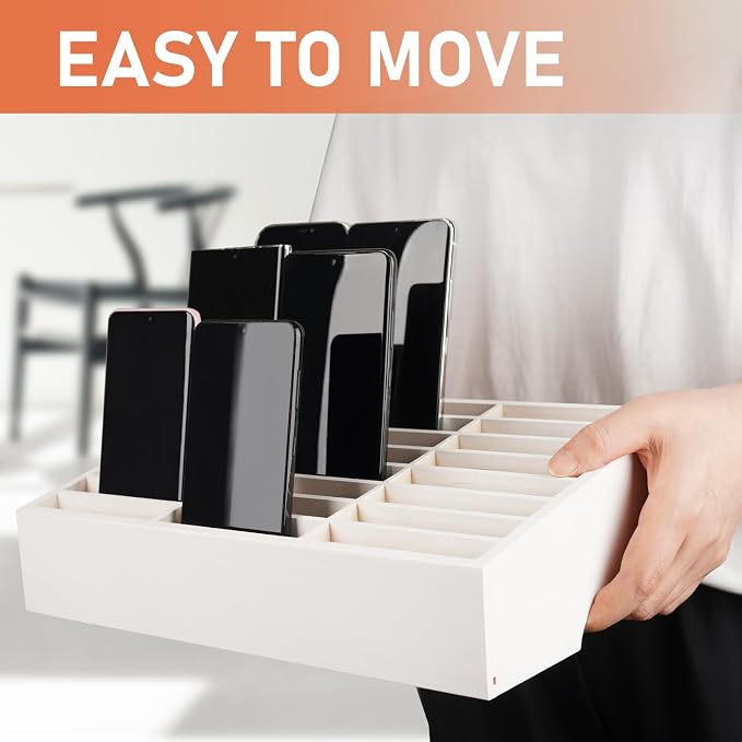 Wooden 24-Grid Cell Phones Storage Box Desktop Mobile Phone Holder Organizer - Image 5
