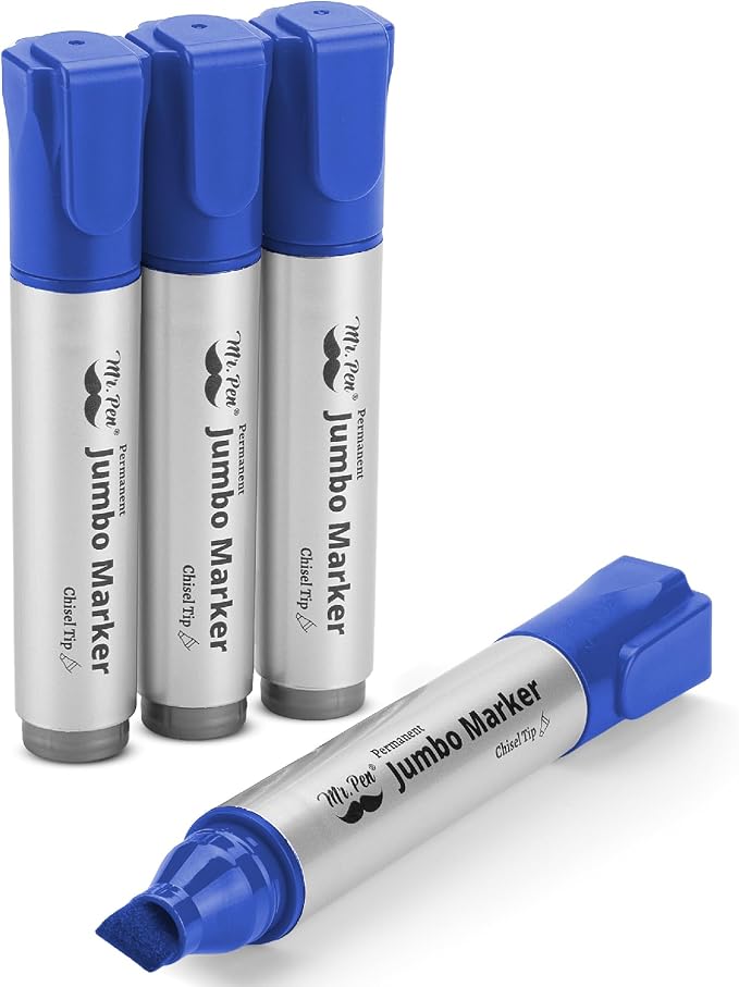 Mr. Pen- Jumbo Permanent Markers, 4 Pack, Chisel Tip, Wide Tip, Large | Thick by MrPen