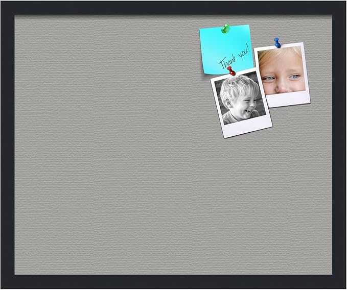 PinPix 22x18 Inch Cork Bulletin Board. This Decorative Framed Pin Board Comes with Dark Stone Design and a Satin Black Frame. Ideal for Home Office Decor or Message Board (PinPix-1808)-DeskLoop Office